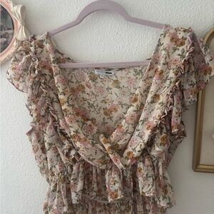 Fashion Nova Floral Ruffle Top size 1x